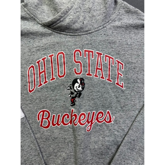 Ohio State Buckeyes Tops - Ohio State Buckeyes Women's Large Gray Cropped Hoodie Brutus Mascot Sweatshirt
